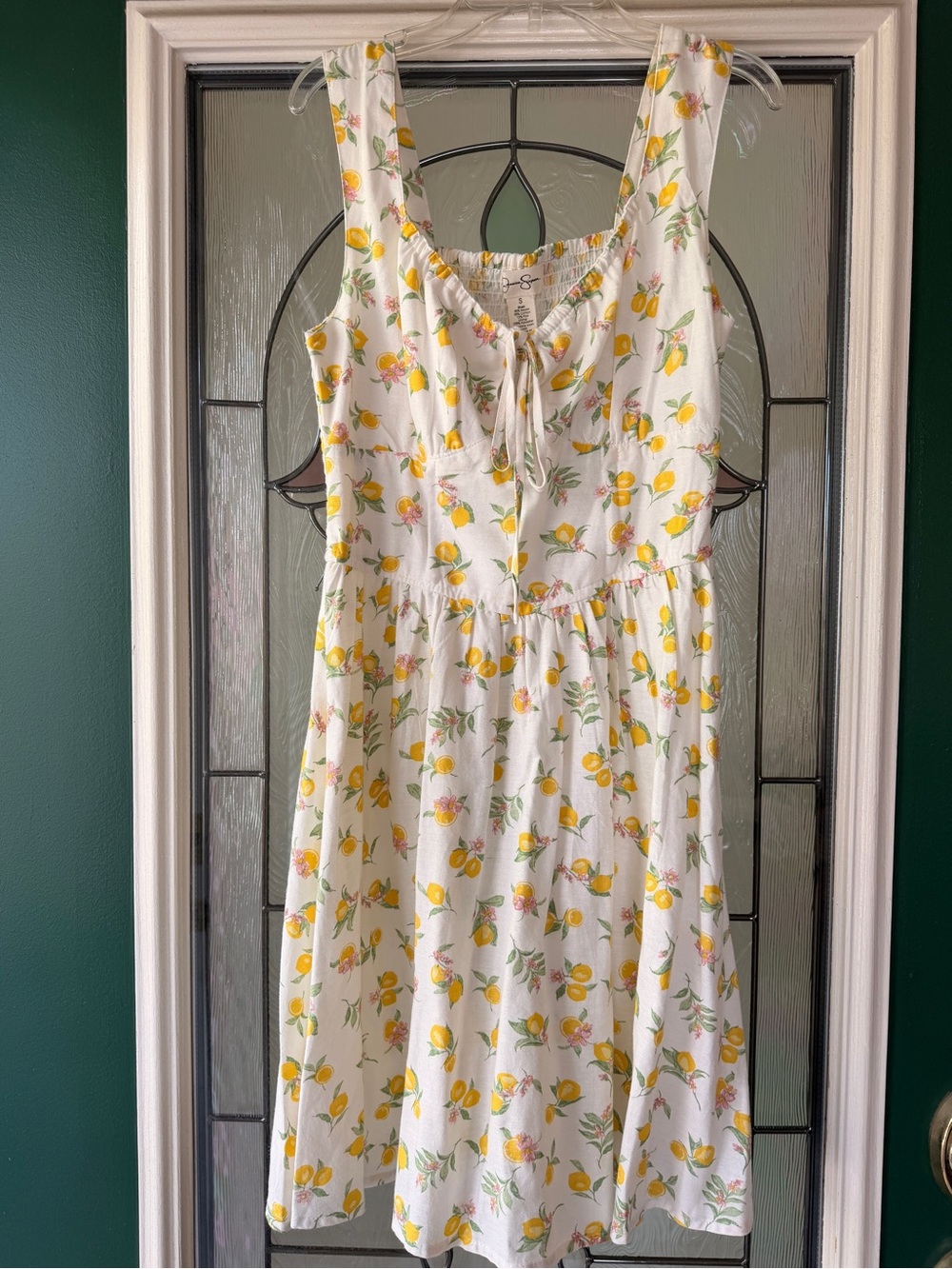 Jessica Simpson White Midi Dress with Yellow Lemon Print